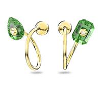 Swarovski Pendants d'oreilles Numina, boucles d'oreilles asymétriques, cristaux en taille de poire et octogone, métal plaqué de ton or, vert