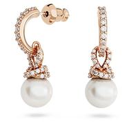 Swarovski Pendants d'oreilles Originally, Perle de cristal, Blanches, Placage de ton or rosé