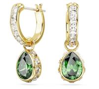 Swarovski Pendants d'oreilles Stilla, Taille poire, Vertes, Placage de ton or