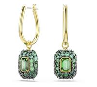 Swarovski Sublima Boucles D'Oreilles Pendantes, Taille Octogonale, Vert, Finition Dorée 18 Carats