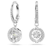 Swarovski Pendants d'oreilles Swarovski Sparkling Dance, Taille ronde, Blanches, Métal rhodié