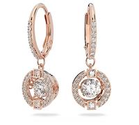 Swarovski Pendants d'oreilles Swarovski Sparkling Dance, Taille ronde, Blanches, Placage de ton or rosé