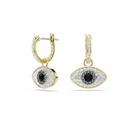 Swarovski Pendants d'oreilles Symbolica, Œil porte-bonheur, Bleues, Placage de ton or