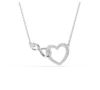 Swarovski Pendentif Infinity, Cœur et infini, Blanc, Métal rhodié