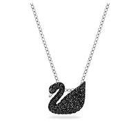 Pendentif Swan, Cygne, Petit, Noir, Métal rhodié