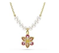 Swarovski Pendentif Idyllia, Perle de cristal, Tailles variées, Fleur, Multicolore, Placage de ton or