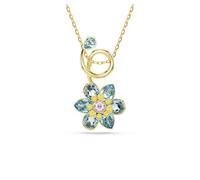 Pendentif Idyllia, Tailles variées, Fleur, Bleu, Placage de ton or