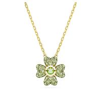Pendentif Idyllia, Trèfle à quatre feuilles, Vert, Placage de ton or OS