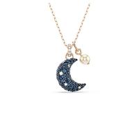 Swarovski Pendentif Luna, Perle de cristal, Lune, Multicolore, Placage de ton or rosé