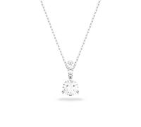 Swarovski Pendentif Solitaire, avec cristaux blancs éblouissants et chaîne en métal rhodié, blanc