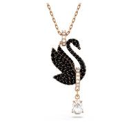 Swarovski Pendentif Swan, Cygne, Noir, Placage de ton or rosé