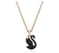 Swarovski Pendentif Swan, Cygne, Petit, Noir, Placage de ton or rosé