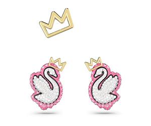 Swarovski Pop Swan Lot de 3 boucles d'oreilles clous cygne finition or, One Size, Laiton, Pas de gemme