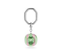 Swarovski Porte-clés Dulcis, motif octogonal multicolore aux rayures bonbon avec cristal central et cristaux verts et roses bordant le pourtour, design joyeux et vibrant, métal rhodié