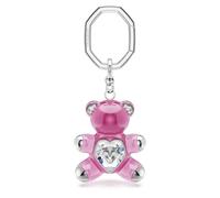 Swarovski Porte-clés Teddy – Ours résine rose avec cœur cristal incolore, anneau octogonal rhodié