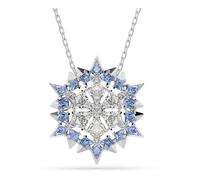 Swarovski Set collier pendentif et broche, issu de la collection Magic, design flocon de neige, cristaux Zirconia bleus, chaîne en métal rhodié