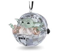 Swarovski Décoration The Mandalorian Grogu en cristal, suspendue à un ruban noir