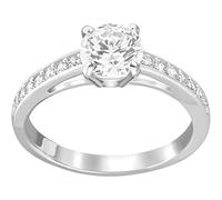 Swarovski Stilla Attract Collection Ring, Round cut, Pavé, White, Rhodium plated