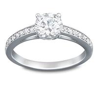 Swarovski Stilla Attract Collection Ring, Round cut, Pavé, White, Rhodium plated