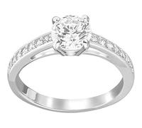 Swarovski Stilla Attract Collection Ring, Round cut, Pavé, White, Rhodium plated