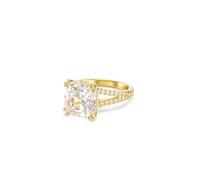 Bague cocktail Stilla, Taille carré, Pavé, Blanche, Placage de ton or 58