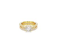 Swarovski Stilla Lot de 2 bagues rondes plaquées or Taille 18 Blanc, One Size, Zircone cubique, Zircone cubique