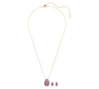 Swarovski Sublima Lot de 2 boucles d'oreilles et collier avec pendentif, coupe poire, rouge, finition or 18 carats