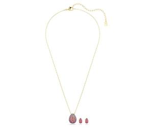 Swarovski Sublima Lot de 2 boucles d'oreilles et collier avec pendentif, coupe poire, rouge, finition or 18 carats