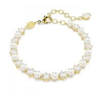 Swarovski Bracelet Tennis Matrix – Perle de cristal ronde blanche, Placage de ton or, OS
