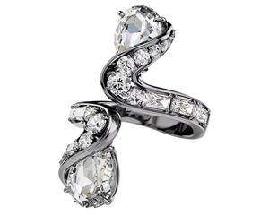 Swarovski The Vienna Collection Bague ouverte Plume Blanc Plaqué ruthénium (taille 52)