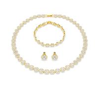 Swarovski Parure Una Angelic, 3 pièces, taille ronde, blanc, placage de ton or