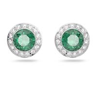 Clous d'oreilles Una Angelic, Taille ronde, Vertes, Métal rhodié