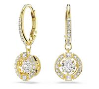 Swarovski Boucles d'oreilles pendantes Una Angelic, taille ronde, blanc, finition dorée 18 carats