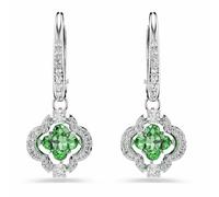 Swarovski Una Angelic Boucles D'Oreilles Pendantes, Tailles Mixtes, Vert, Plaqué Rhodium