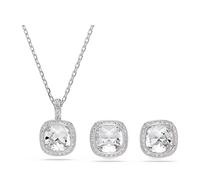 Swarovski Parure Una Angelic – Taille coussin, Blanc, Plaqué rhodium