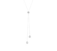 Swarovski UNE ANGELIC Collier Femme Pendentif Y Cristal Blanc Coupe Ronde Plaqué Rhodium Chaîne Coulissante Réglable Motifs Réversibles