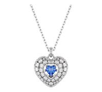 Pendentif Idyllia, Cœur, Bleu, Métal rhodié OS