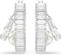 Swarovski Unisex Ariana Grande x Swarovski Créoles Crystal Pearl Baguette-Cut Blanc Rhodié 5720868