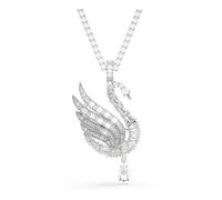 Swarovski Vienna Pendentif Et Broche, Tailles Mixtes, Cygne, Blanc, Plaqué Rhodium