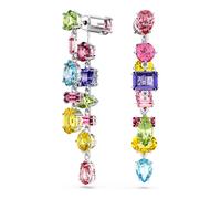 Swarovski Boucles d'oreilles Gema – Design asymétrique, longues, multicolores, métal rhodié