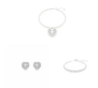 Swarovski x Ariana Grande Pendentif, Bracelet & Boucles d'oreilles, Coupes mixtes, Cœur, Blanc, Plaqué rhodium