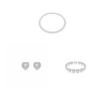 Swarovski x Ariana Grande Pendentif, Bracelet & Boucles d'oreilles, Coupes mixtes, Cœur, Blanc, Plaqué rhodium