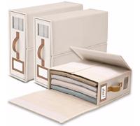 SwartLife linge rangement drap de lit - 3 organisateur drap pliable, respirantes avec fenêtre transparente & étiquette pour draps, couvertures & serviettes -couleur lin