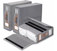 SwartLife linge rangement drap de lit - 3 organisateur drap pliable, respirantes avec fenêtre transparente & étiquette pour draps, couvertures & serviettes -gris