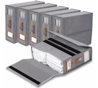 SwartLife linge rangement drap de lit - 6 organisateur drap pliable, respirantes avec fenêtre transparente & étiquette pour draps, couvertures & serviettes -gris