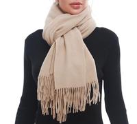 SWAT PANY Écharpe pour femmes Hiver chaud pashmina châles et étoles, beige, L