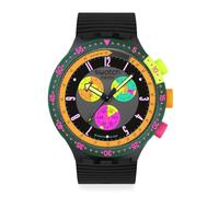 Swatch Big Bold Chrono Montre Unisexe décontractée à Quartz Noir polymère résistant à l'eau Swatch Neon SEPPIA