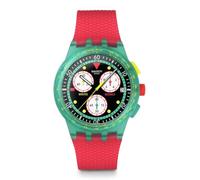 Swatch Chrono 42 Montre décontractée Unisexe en polymère à Quartz étanche Swatch Neon Emerald Chrono