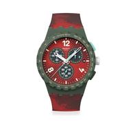 Swatch Chrono 42 Montre Unisexe à Quartz polymère résistante à l'eau, Rouge