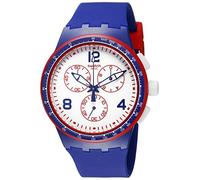 Swatch Montre Unisexe SUSZ100 Originals à Affichage analogique à Quartz Suisse, Bleu, Standard pour Homme, chronographe, Bleu, Men's Standard, Chronographe